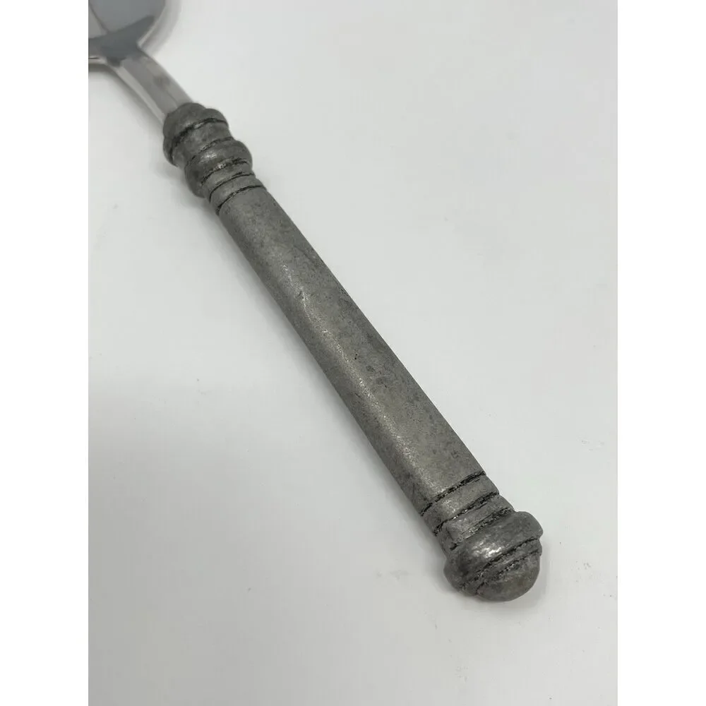 Pottery Barn 70% PEWTER Banded Handle & Stainless Place Dinner Soup Spoon 8 3/8”